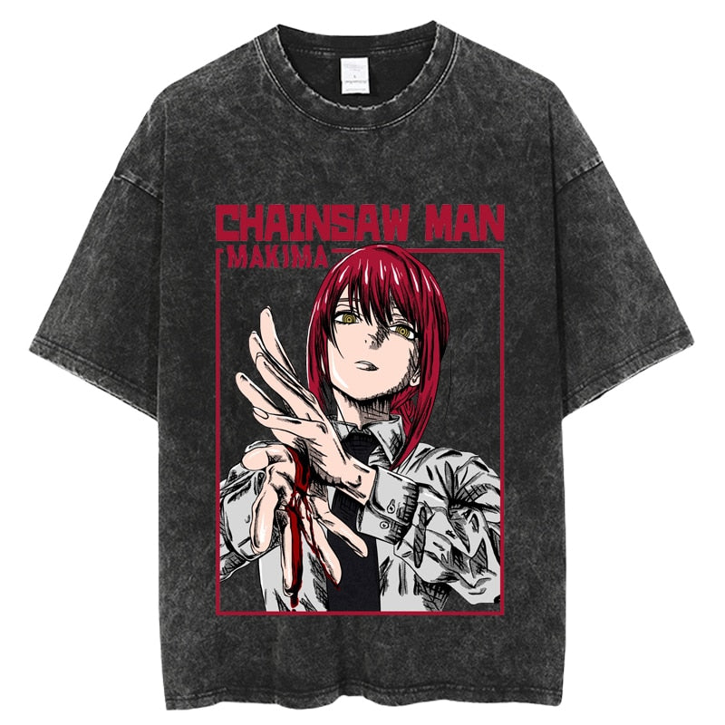 Chainsaw Man Vintage Washed Anime Oversized T-Shirt