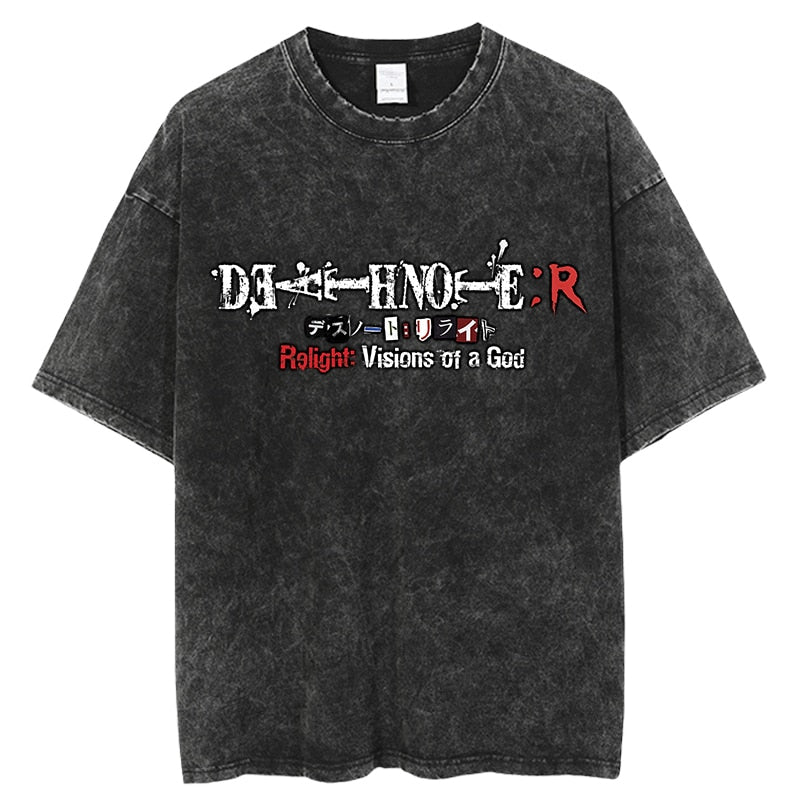 Death Note R Anime Vintage Washed Oversized T-Shirt