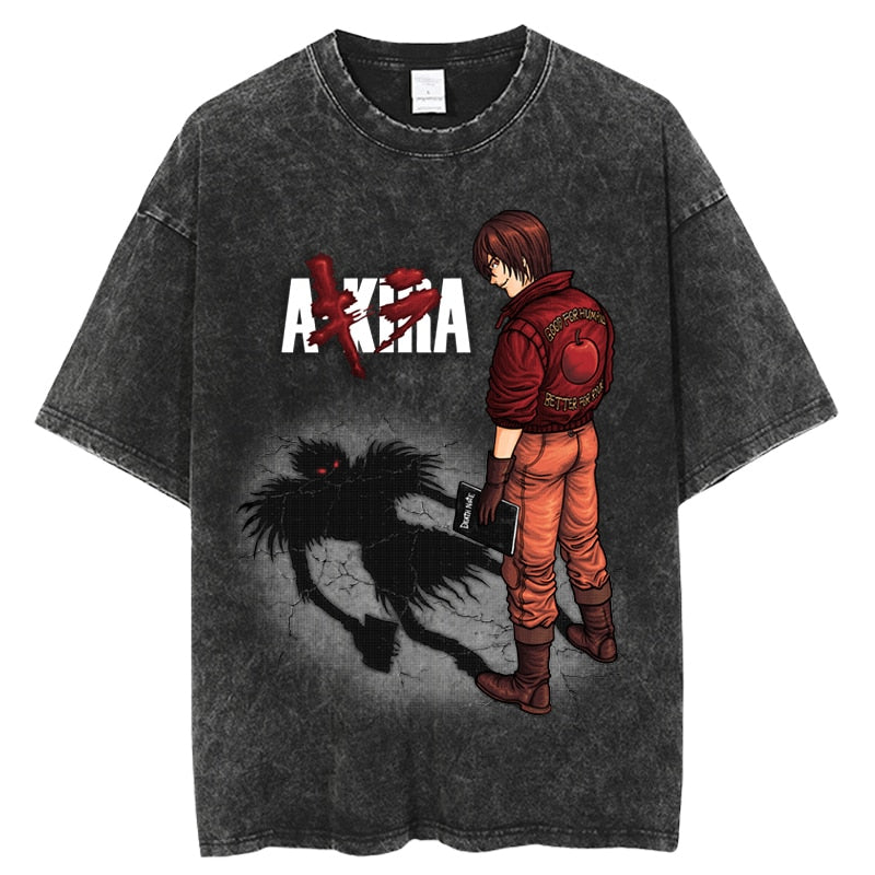 Death Note X Akira Anime Vintage Washed Oversized T-Shirt