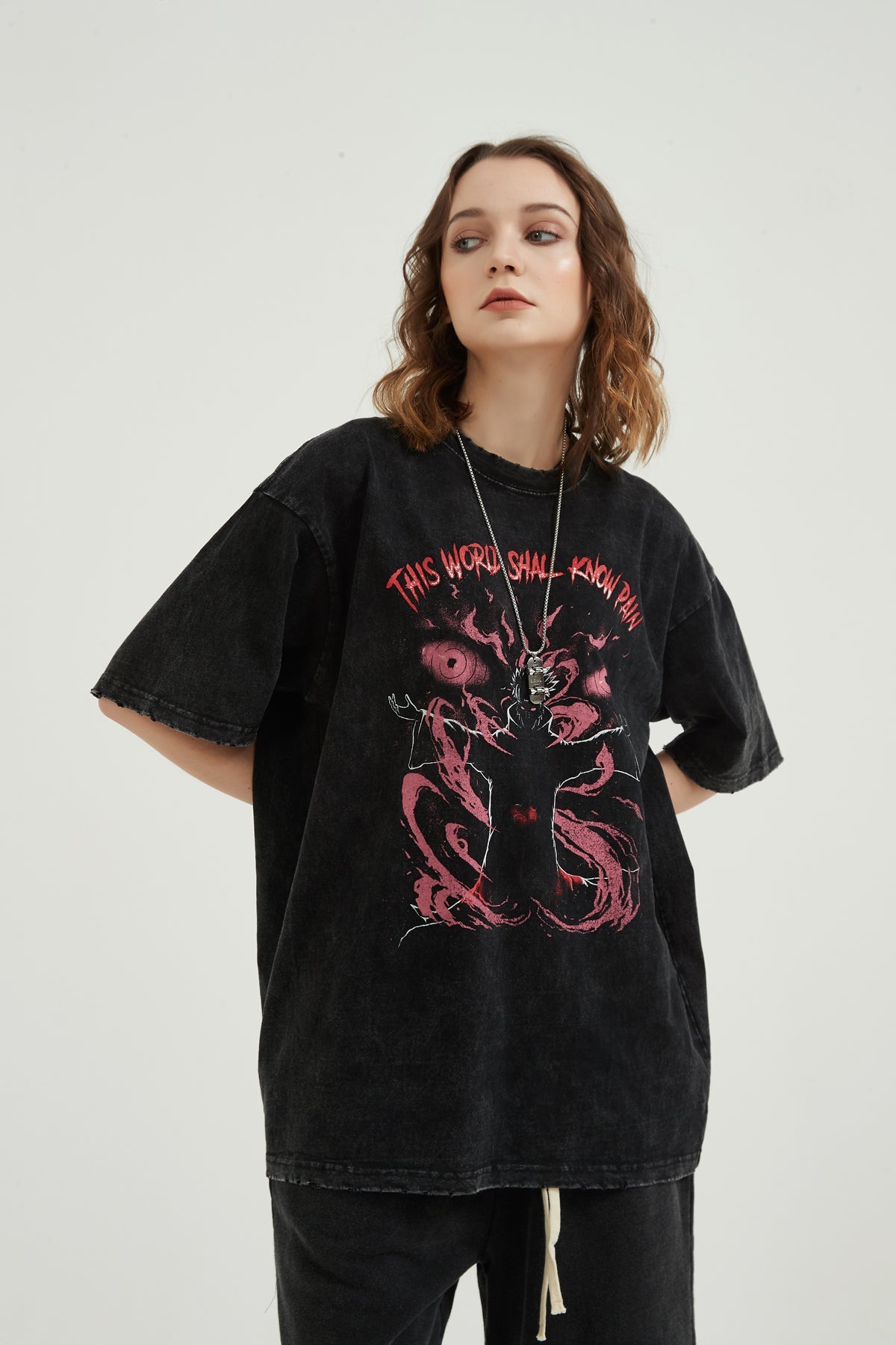 Anime - Streetwear - "SHINRA TENSEI" - Vintage Washed Pain / Nagato Oversized T-shirt - Naruto Anime - Alpha Weebs