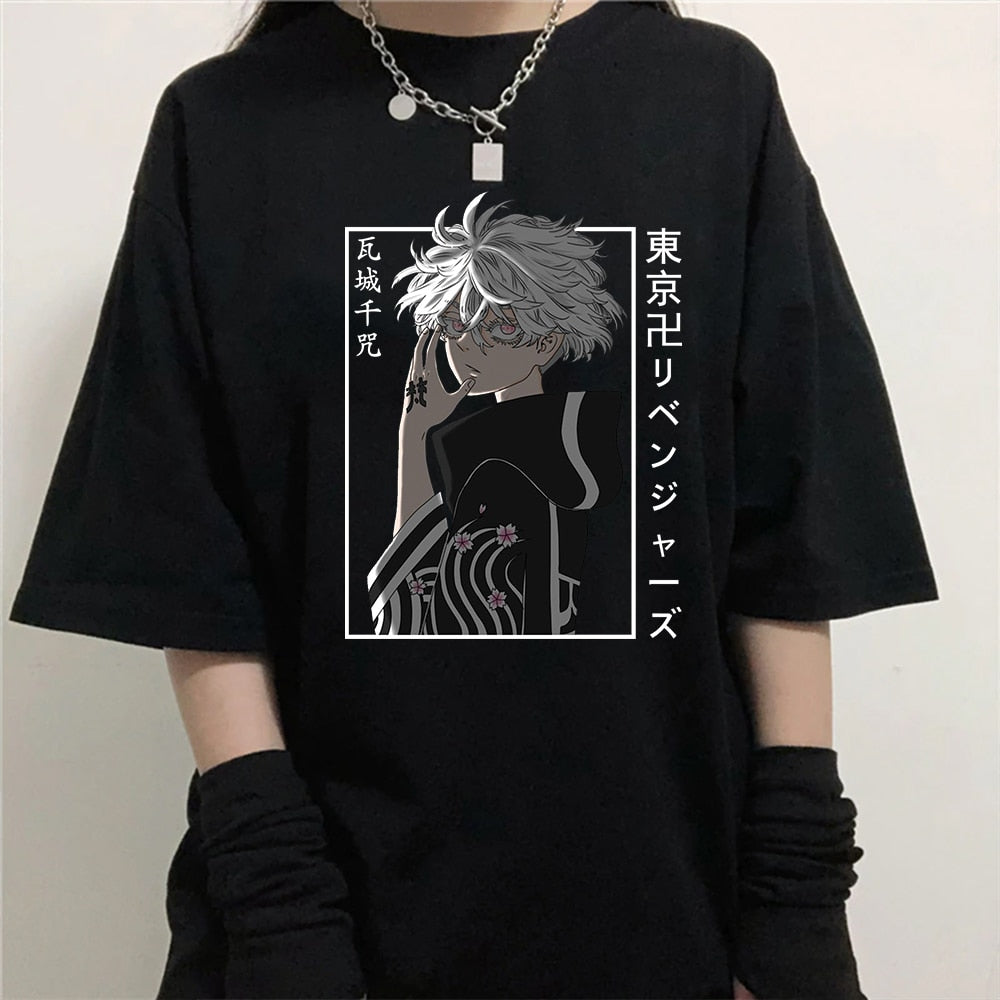 Anime - Streetwear - "Kawaragi Senju Graphic" - Tokyo Revengers Anime Oversized T-shirt | 2 Colors - Alpha Weebs