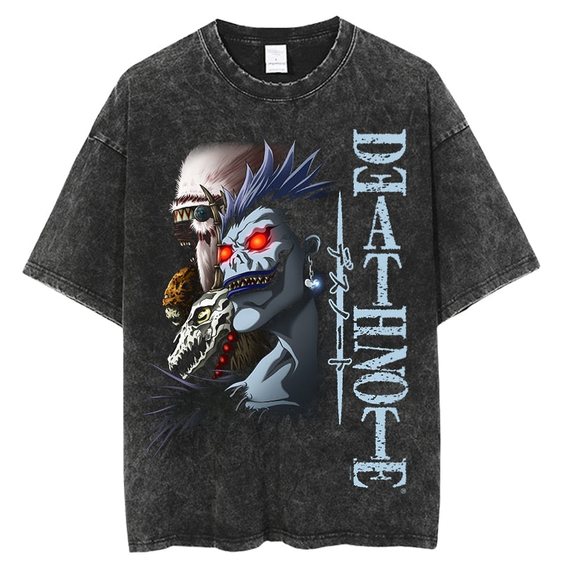 "SHINI-GANG" - Death Note Anime Ryuk Vintage Washed Oversized T-Shirt