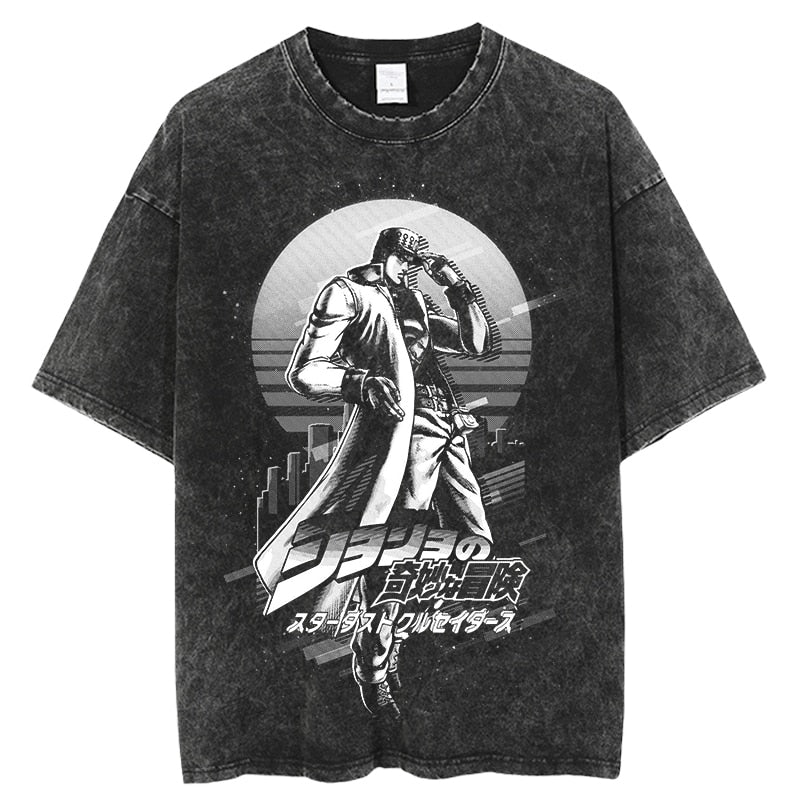 "KUJO JOTARO ' - JoJo's Bizarre Adventure Vintage Washed Anime T-Shirt