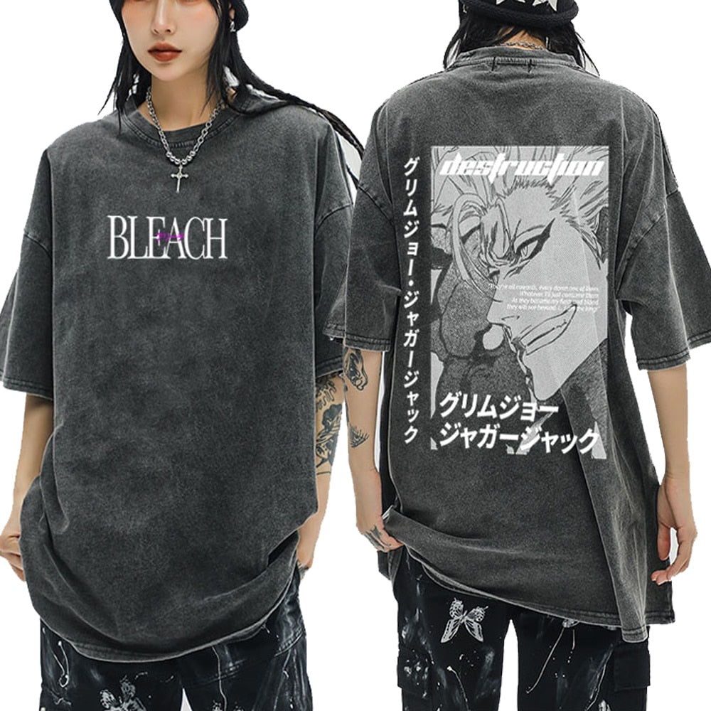 "KUROSAKI ICHIGO" -  Bleach Anime Oversized Vintage Washed T-Shirts