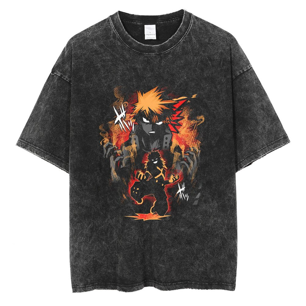 "KATSUKI BAKUGO" - My Hero Academia Anime Vintage Washed Oversized T-Shirts