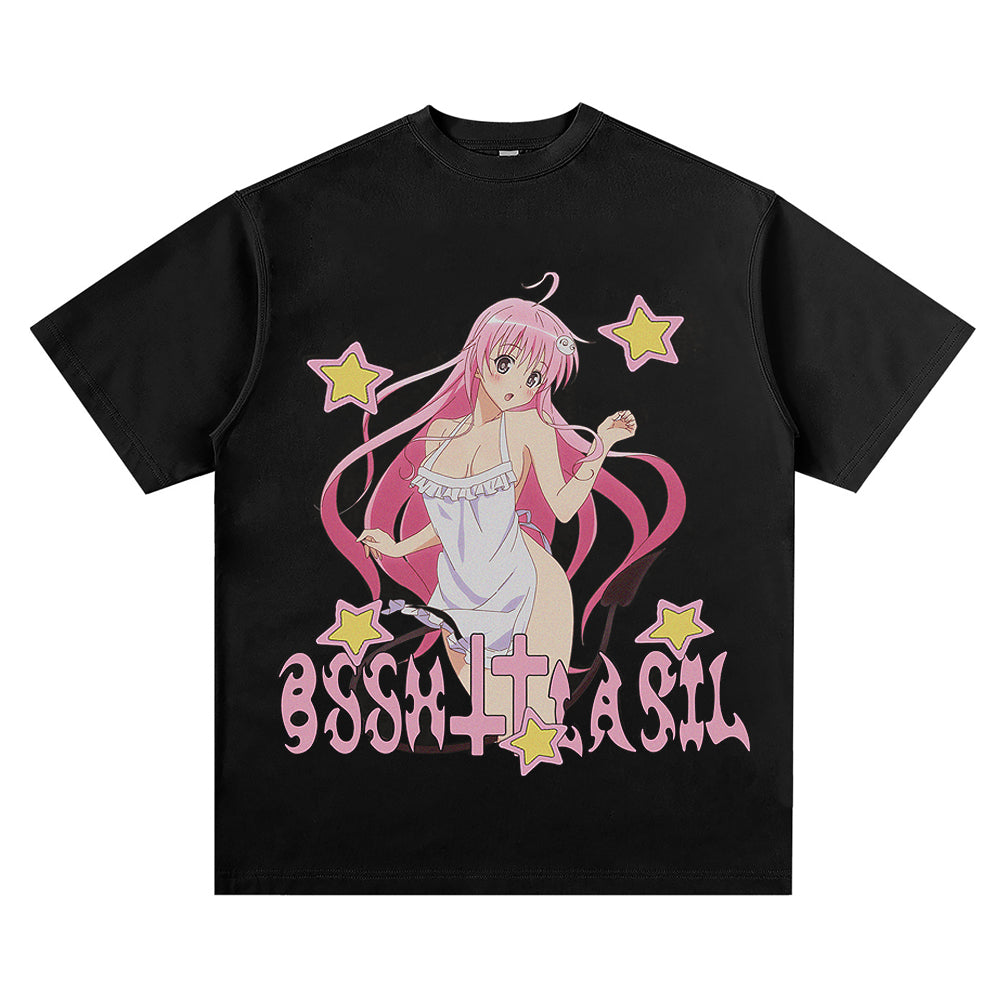 Anime - Streetwear - "STARRY" - Bentai Anime Girl Oversized T-Shirt | 2 Colors - Alpha Weebs