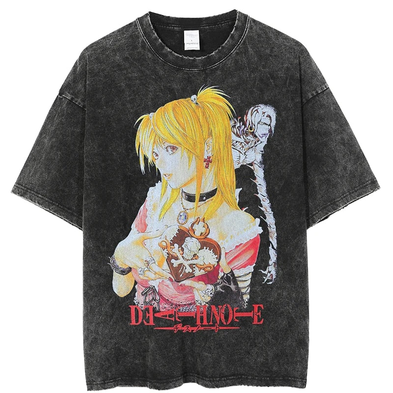 Anime - Streetwear - "MRS.KIRA" - Vintage Washed MISA Death Note Oversized Streetwear T-shirt - Alpha Weebs