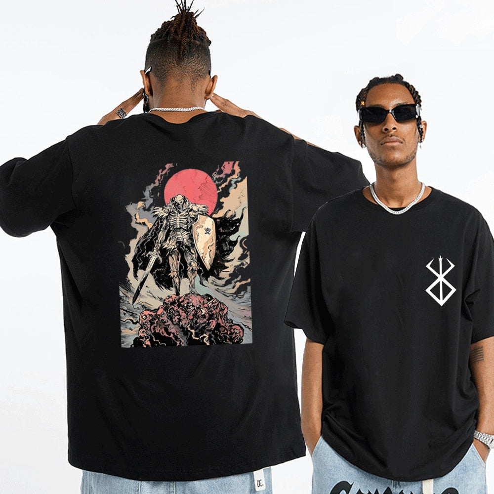 Anime - Streetwear - "GLORY" - Berserk Guts Anime Oversized Vintage Style T-shirt | 6 Colors - Alpha Weebs