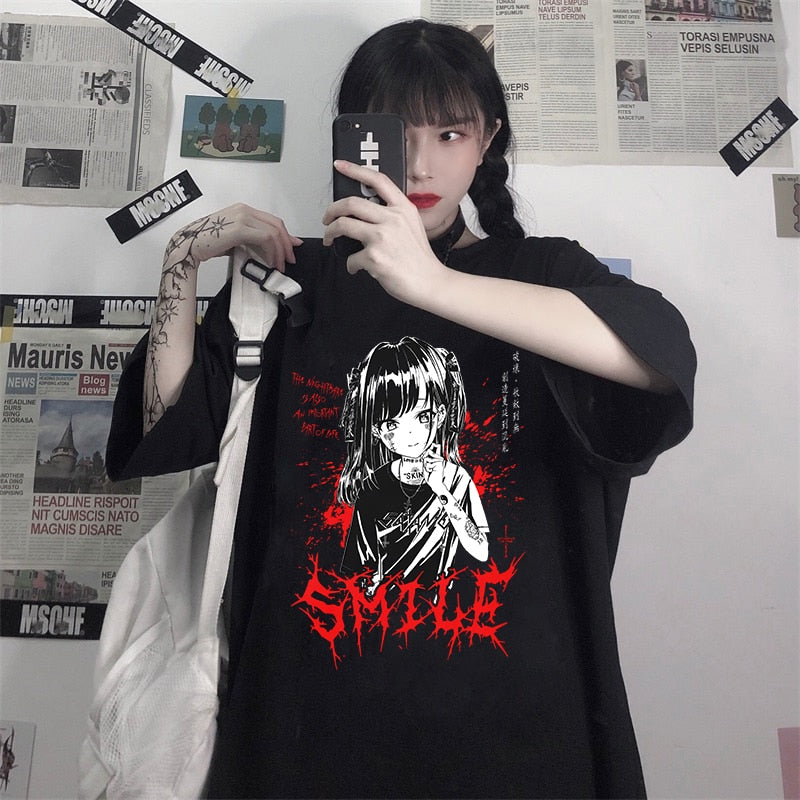 Anime - Streetwear - Smile- Ahegao&Bentai Anime Oversized T-Shirts | 3 Colors - Alpha Weebs