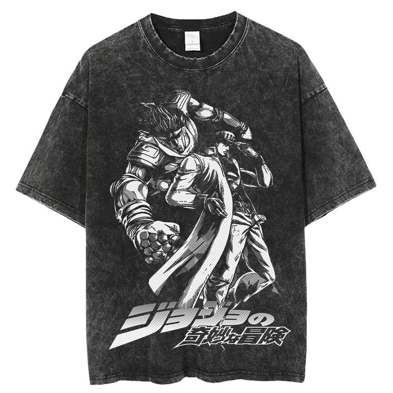 "DUAL POWER" - JoJo's Bizarre Adventure Anime Vintage Washed Kujo-Joseph T-Shirt