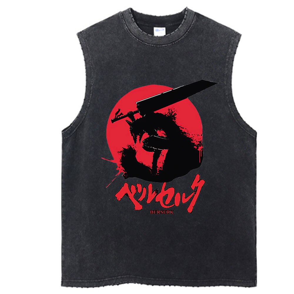 Berserk Anime Vintage Washed Guts Sleeves Tank Top