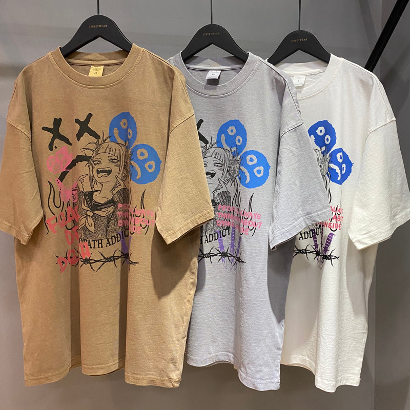 Anime - Streetwear - "PSHYCE" - MHA Himiko Toga Anime Oversized T-Shirt | 3 Colors - Alpha Weebs