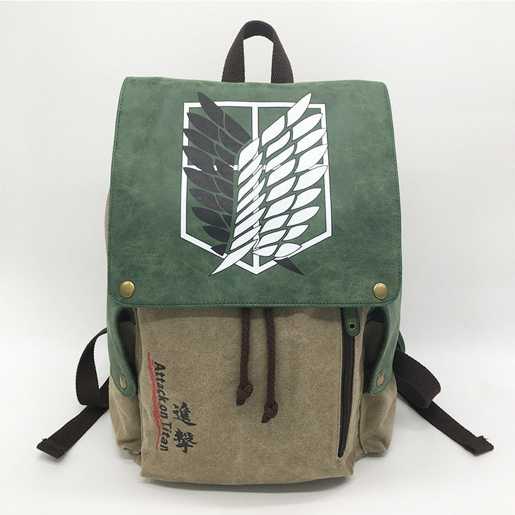 Anime - Streetwear - "FLYING WINGS" - Attack On Titan Anime Canvas Backpack - Alpha Weebs