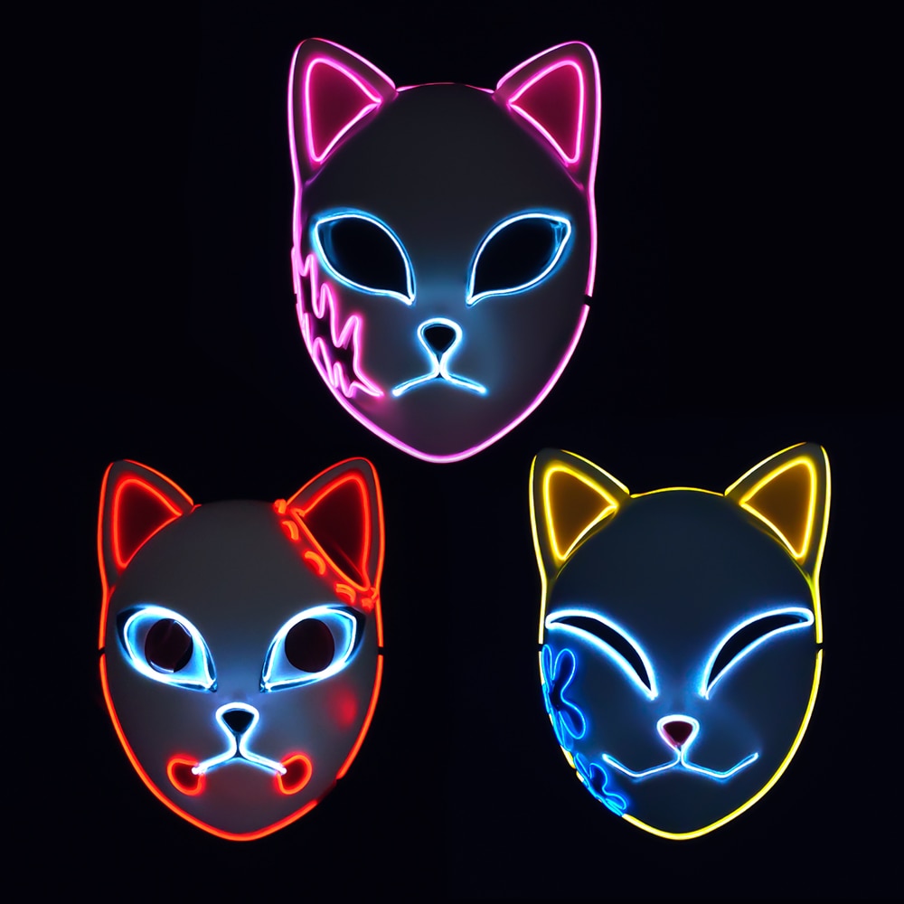 Anime - Streetwear - "RAVE SLAYERS" - LED Demon Slayer Anime Face Mask | 3 Options - Alpha Weebs