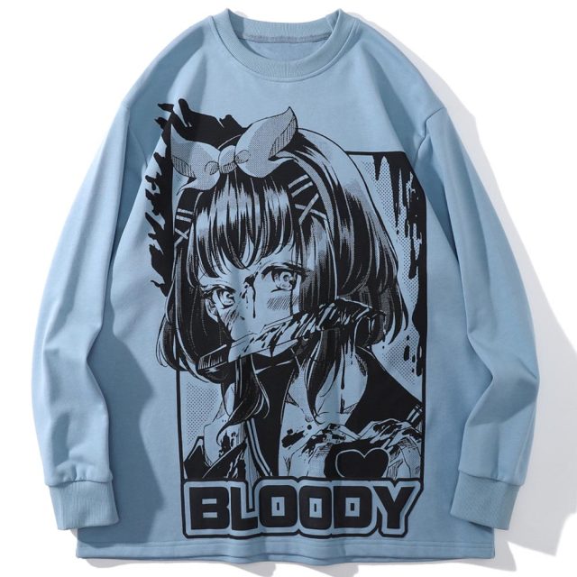 Anime - Streetwear - "YANDERE LOVE" - Anime Oversized Sweatshirts | 2 Colors - Alpha Weebs