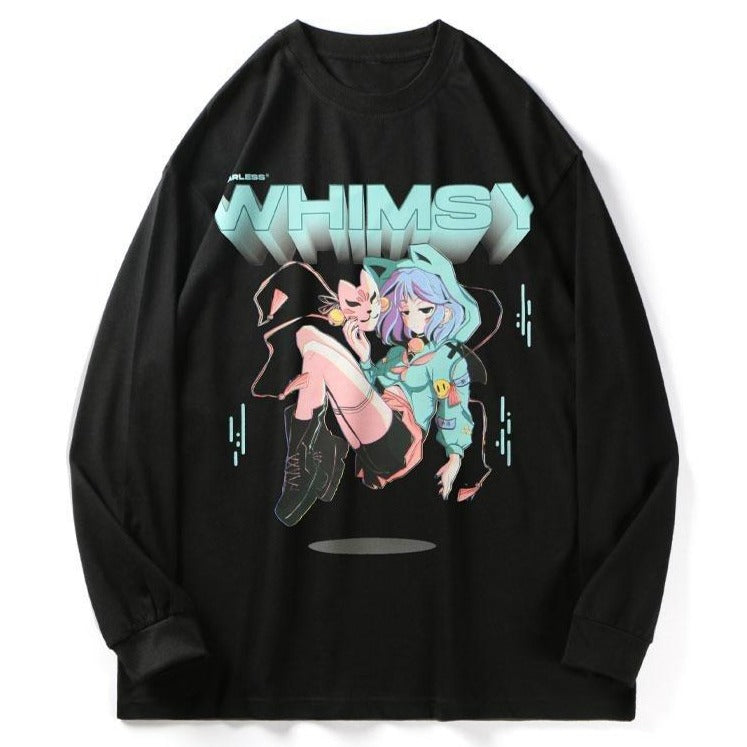 Anime - Streetwear - "WHIMSY FOXGIRL" - Anime Sweatshirts | 2 Colors - Alpha Weebs