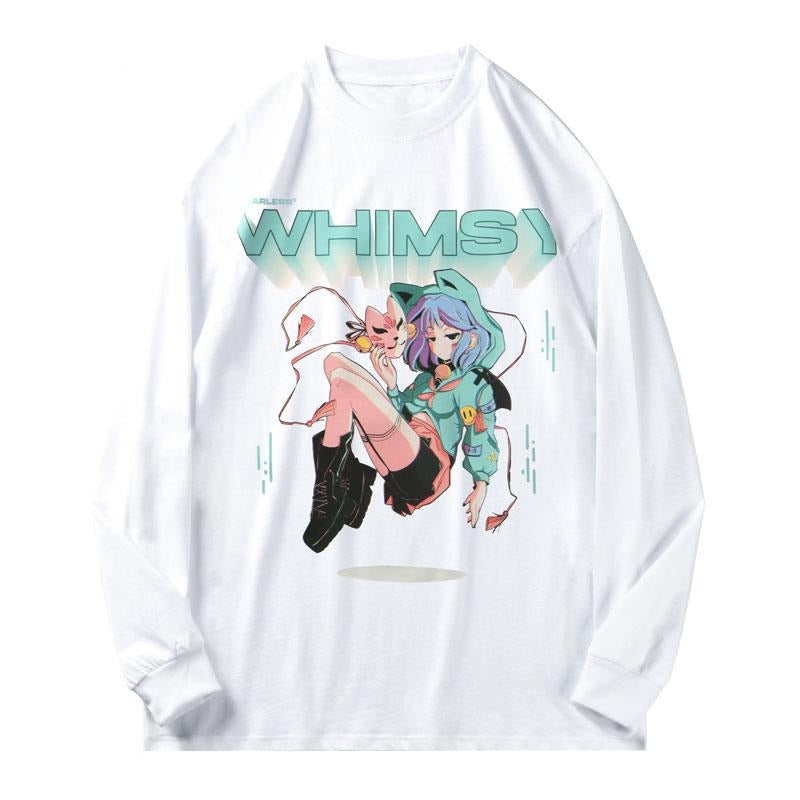 Anime - Streetwear - "WHIMSY FOXGIRL" - Anime Sweatshirts | 2 Colors - Alpha Weebs