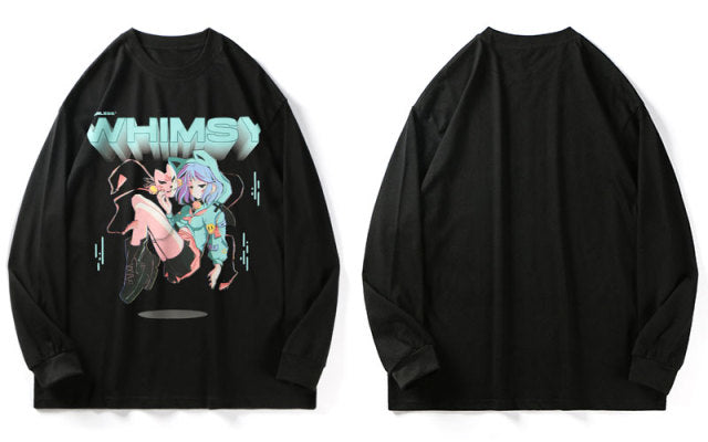 Anime - Streetwear - "WHIMSY FOXGIRL" - Anime Sweatshirts | 2 Colors - Alpha Weebs