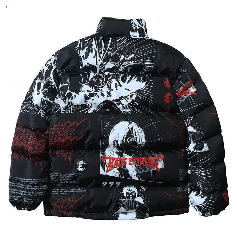 Anime - Streetwear - "NECROM" - Anime Puffer Jacket | 2 Colors - Alpha Weebs